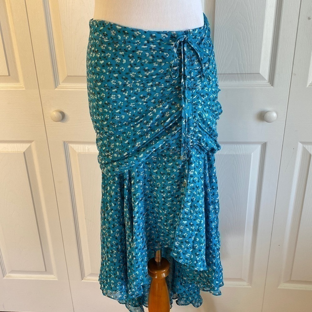 Veronica Beard Silk Sevilla Asymmetrical Skirt In Blue Multi Size 2 - Picture 3 of 12
